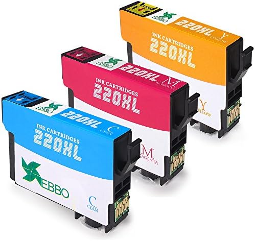 EBBO Replacement for Epson 220XL Ink Cartridge High Yield 3 Color(1Cyan,1Magenta,1Yellow) Compatible with Epson WF-2650 WF-2630 WF-2660 WF-2750 WF-2760 XP-320 XP-420 XP-424 Printer
