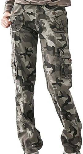 Aubig Ladies Womens Army Military Slim Fit Stretch Combat Jeans Trousers Camouflage Print Pants Overall