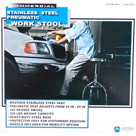 Commercial Stainless Steel Pneumatic Work Stool