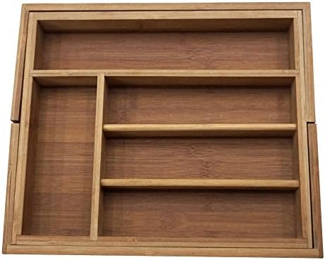 Rightleft 5-7 Slot Bamboo Kitchen Utensil Drawer Organizer Tray,Cutlery Drawer Organizer Tray Layout for Utensils Utility Accessories Storage