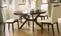 5pc Dining Table & Chairs Set White Vinyl Distress Walnut Finish