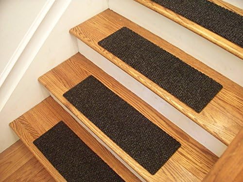Essential Carpet Stair Treads - Style: Berber - Color: Charcoal Black - Size: 24" x 8" - Set of 13