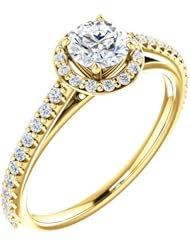 10K Yellow Gold Round Cut Diamond Halo-Style Ring -- LIFETIME WARRANTY