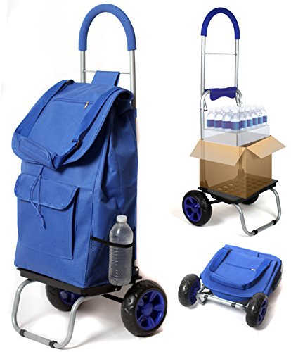 Trolley dolly, blue  shopping grocery foldable cart