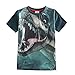 Coralup Boys Lifelike 3D Print Dinosaur Short Sleeve T-Shirts Tops 4Y-10Y