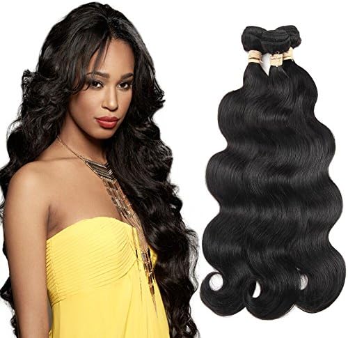 ALOT Hair 3 Bundles Body Weave , Maxgram 300g ,Brazilian Virgin Real Human Hair Weave Superior Hair Extension - Natural Black(8 8 8)