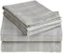 Pinzon 160-Gram Yarn-Dye Heathered Plaid Flannel Queen Sheet Set, Grey Plaid