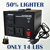 LiteFuze convertingbox 2000 Watt Light Weight Premium Voltage Converter Transformer - Step Up/Down - Lifetime Warranty Full Grounded Cord 110/120 - 220/240 Volts - No Noise - Circuit Breaker Protection