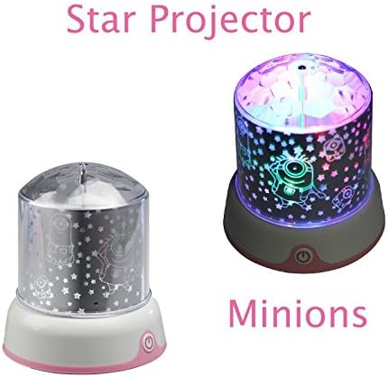iCatsup Romantic Rotating Star Projector , Minions Starry children Night Light Lamp,baby gift(white)