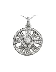 Zoe R (tm) 3D Sterling Silver Micro Pave Hand Set Cubic Zirconia (CZ) Pendant