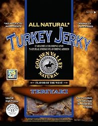 Golden Valley Natural Turkey Jerky, Teriyaki,  3.25 Ounce Pouches (Pack of 8)