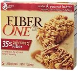 Fiber One Chewy Bars, Oats & Peanut Butter, 5-Count Boxes (Pack of 12)