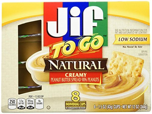 Jif To Go Natural Creamy Peanut Butter - 1.5 oz - 8 ct