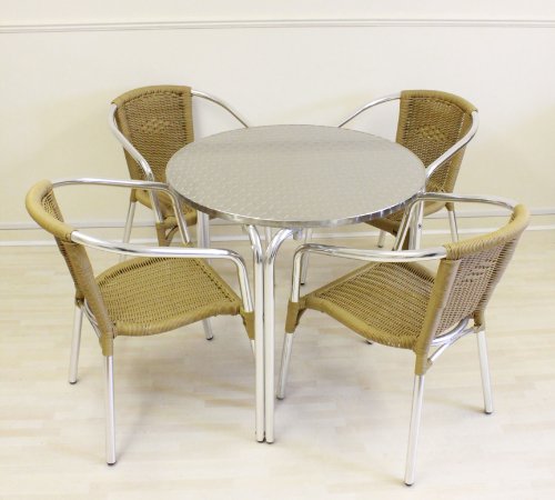 Cozy Bay® Frappe 4 Seater Rattan Furniture Beige Restaurant Stackable Bistro Set top Bistro sets Cozy Bay® Frappe 4 Seater Rattan Furniture Beige Restaurant Stackable Bistro Set picture
