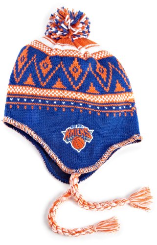 NBA Men's Tassel Knit Hat - Ke80Z, New York Knicks, One Size, Blue/orange/white