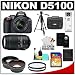 Nikon D5100 Digital SLR Camera & 18-55mm G VR DX AF-S Zoom Lens with 55-300mm VR Lens + 16GB Card + .45x Wide Angle & 2x Telephoto Lenses + Remote + (2) Filters + Tripod + Accessory Kit