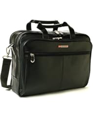 Apparel: Alpine Swiss Monroe Leather Briefcase Top-Zip Laptop Messenger Bag Black - alpine swiss