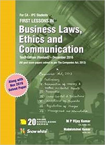 M P Vijay Kumar book on Business Laws, Ethics & Communication for CA IPC May 2017