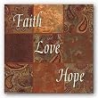 Words To Live By Orange Paisley: Faith, Love, Hope by Smith-Haynes 12"x12" Art Print Poster