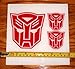 Transformers - Autobot Set of 3 HQ Single Color Red Vinyl Sticker Decals