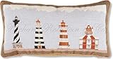 IMAGE OF Down The Shore Row of Beautiful Lighthouses Nautical Theme Needlepoint Pillow Free Shipping!
