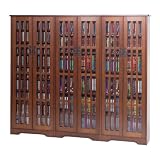 Leslie Dame Inlaid Glass Mission Multimedia Cabinet Walnut M-1431W