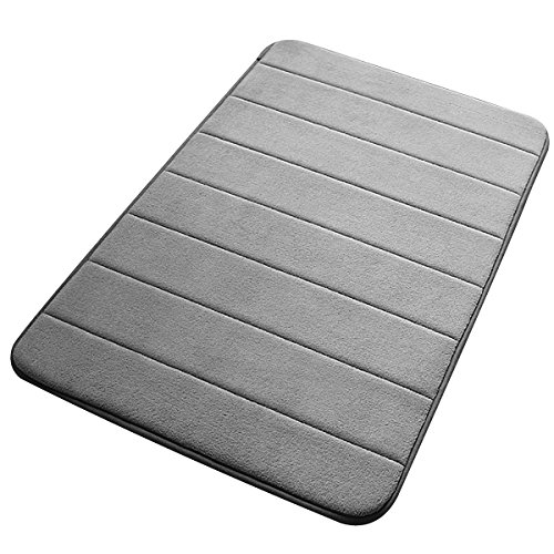VDOMUS Non-slip Bath Mats Set Memory Foam Bathroom Mat Soft Coral Velvet Fabric,set of 2 piece, Gray, 20