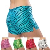 Pizzazz Green Zebra Glitter Dance Shorts Adult 2XL