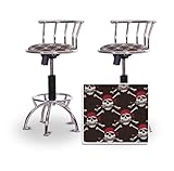 2 24"-29" Pirate Skull & Crossbones Themed Seat Chrome Adjustable Specialty ....