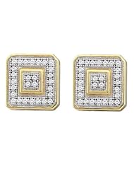10KT Yellow Gold 0.15 CTW Diamond Micro Pave Earrings