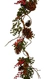 Good Tidings 4939755 Decorative Seasonal Garland with Pine Cones and Red Berries