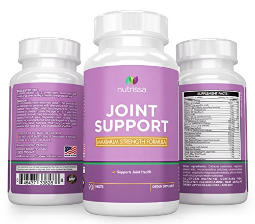 Nutrissa® Joint Support - Advanced Formula Supplement with Vitamins, Glucosamine, Chondroitin, MSM and more - Relieves Aches and Pain in Hips, Knees and Elbows - Anti-Inflammatory - 90 Tablets Nutrissa® Joint Support - Advanced Formula Supplement with Vitamins, Glucosamine, Chondroitin, MSM and more - Relieves Aches and Pain in Hips, Knees and Elbows - Anti-Inflammatory - 90 Tablets