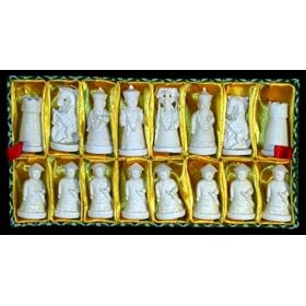 Handmade Black and White Chinese Qing Dynasty Bone Chess Set by AsiaEXP