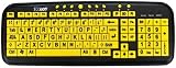 EZsee by DC - New and Improved - Large Print Spanish Latin American USB Wired Computer Keyboard for Low Vision Users- Yellow Keys with Black Letters