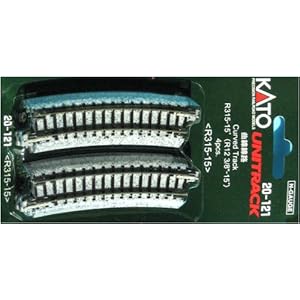 【クリックで詳細表示】Nゲージ ユニトラック線路 曲線線路 R315-15° (4本入) ＃20-121