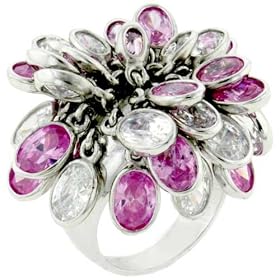 Size 7 Oval Pink Cz Entire Gift Center Ring Sterling Silver Jewelry Fashion