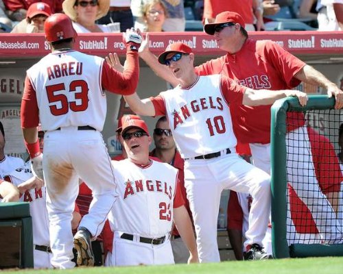 Bobby Abreu, Ron Roenicke, Mike Scioscia, Los Angeles Angels of Anaheim, 5/29/2010