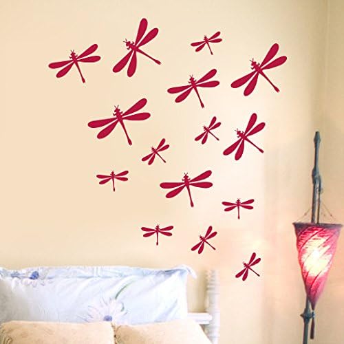 Dragonfly Vinyl Graphic Stickers (15 pieces) - Wall Decal, Vinyl Decor Sticker (Choose a Color)
