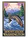 Fly Fishing Scene, Mount Adams, Washington Giclee Poster Print