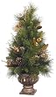 Set Of 2 Artificial 30" Potted Christmas Trees With Gold Details