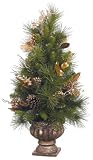Set Of 2 Artificial 30 Potted Christmas Trees With Gold Details