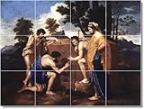 IMAGE OF Nicholas Poussin Mythology Bathroom Tile Mural 14. 12.75x21.25 in. using (15) 4.25x4.25 tiles.