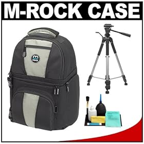 M-ROCK Arches 528 Digital SLR Camera Sling Backpack (Sage/Black) + Tripod + Accessory Kit for Canon Rebel XSi, XS, T1i, XTi, 40D, 50D, Nikon D40, D60, D5000, D90, D300, D700, Olympus Evolt E-30, E-450, E-520, E-620, and Sony Alpha A200, A300, A350, A700 Digital SLR Cameras