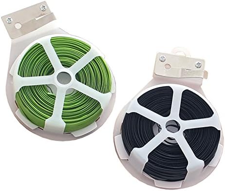 98 Feet (30m) Handy Twist Tie with Cutter-2 Rolls(1 Green+1 Black) Sturdy Soft Metal Plant / Vegetable Garden Twine, Tie Wraps for Cords, Food Bags, Crafting, Trash Bags
