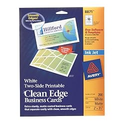Avery Two-Side Printable Clean Edge Business Cards for Inkjet Printers, Matte, White, Pack of 200 (08871)