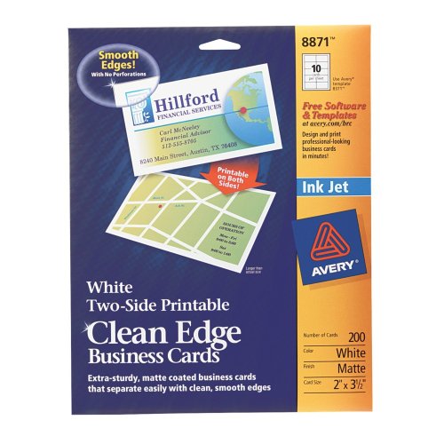 Shard Avery Two Side Printable Clean Edge Business Cards For Inkjet 