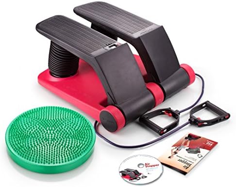 Air Stepper Exerciser with DVD and Air Cushion - Step Machine Air Resistance Trainer with Arm Bands, Low Impact, with LCD Screen Counter.