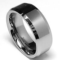 High Polish Beveled Edge Tungsten Carbide Ring size 10