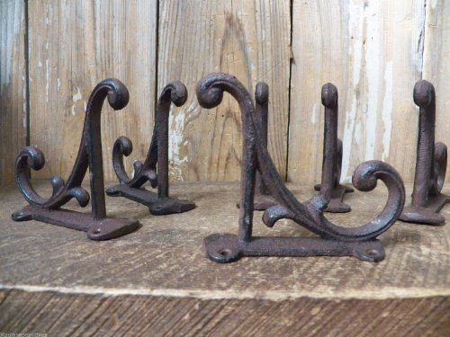 Lot Set of 6 Vintage-style School Farm CAST IRON Coat Hat HOOKS