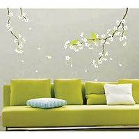 Easy Instant Decoration Wall Sticker Decal - Spring Flowers and Birds